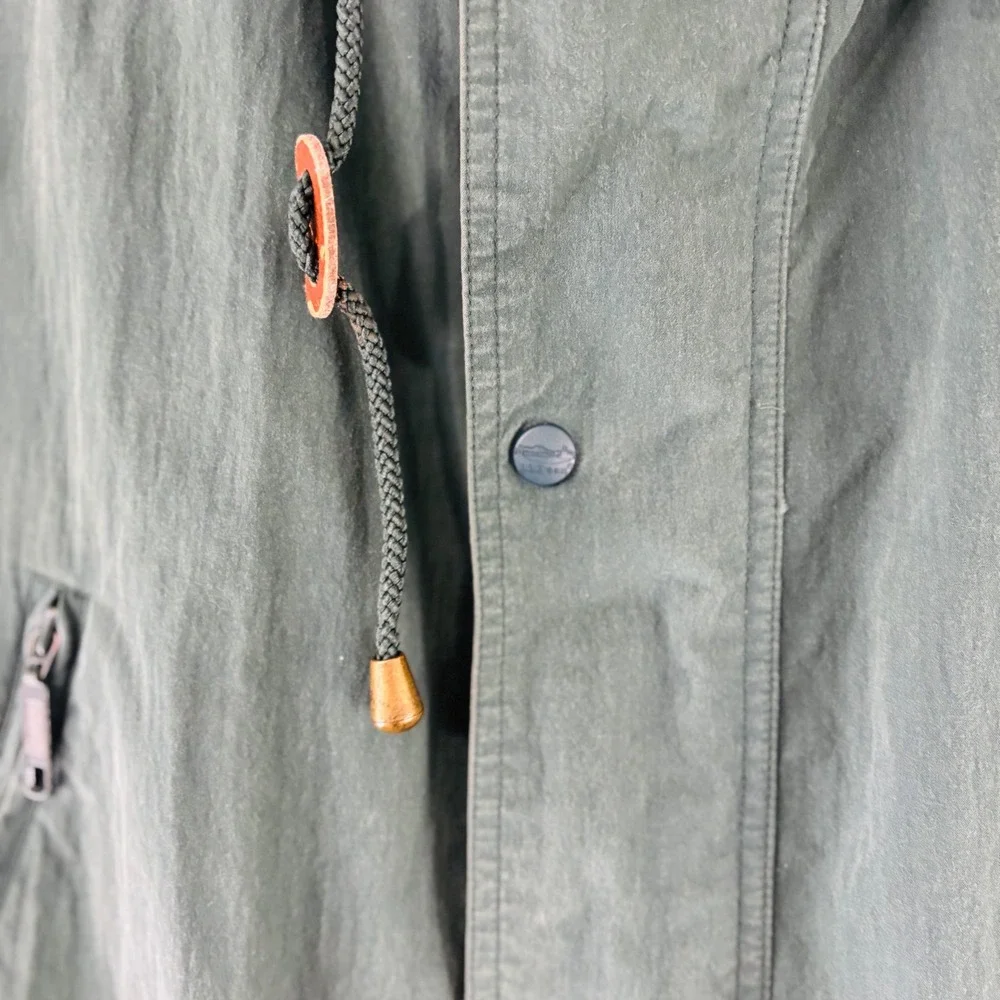 LL Bean Vintage Mens XL Tall Green Field Parka Hooded Jacket Cotton Nylon